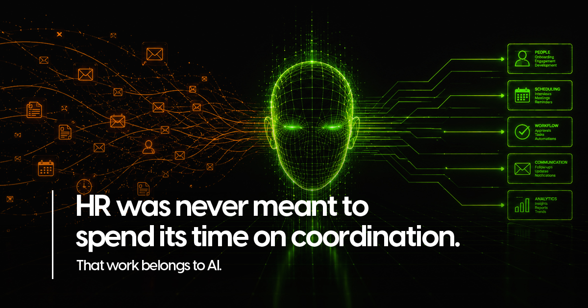 HR was never meant to spend its time on coordination — that work belongs to AI. Cover image for the IZZI AI perspective article.